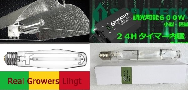 画像1: 電球１本で300ｗ-450ｗ-600ｗに調光可能なメタハラとHPSのセット(タイマー付) (1)