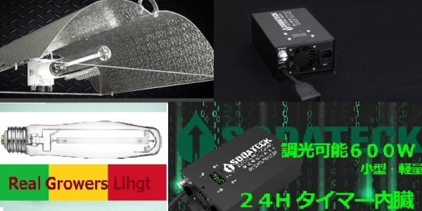 画像1: 電球１本で300ｗ-450ｗ-600ｗに調光可能なHPSセット(タイマー付) (1)